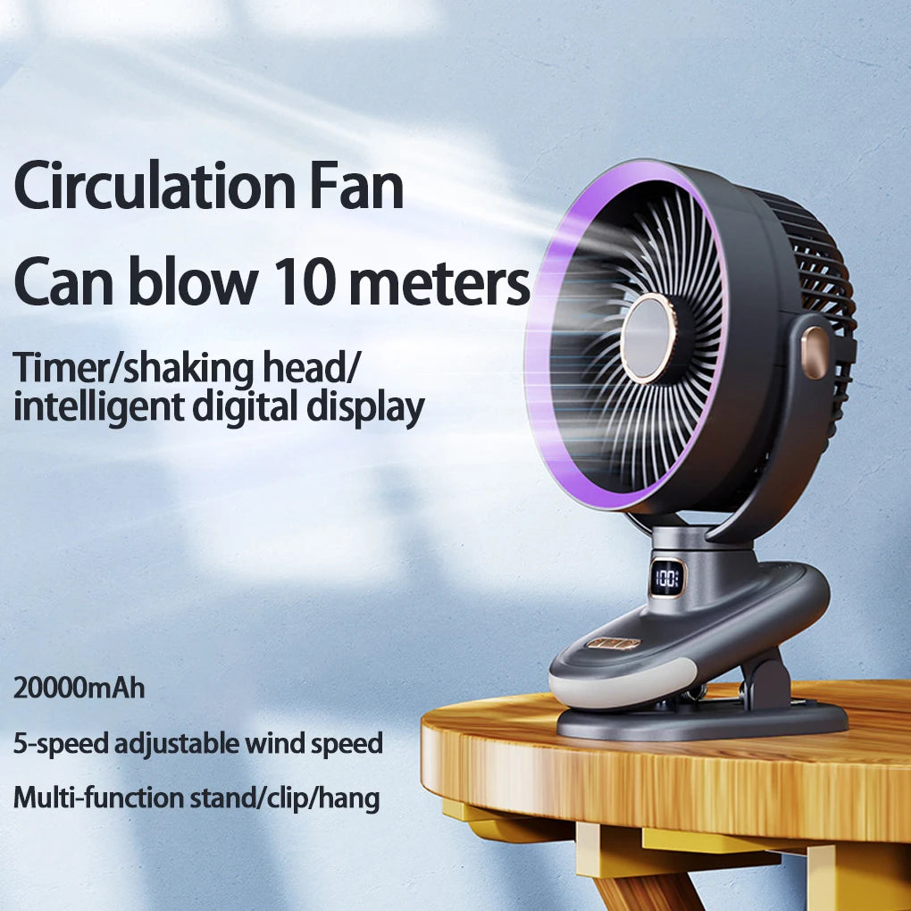 Silent All-Day Rechargeable Clip Fan