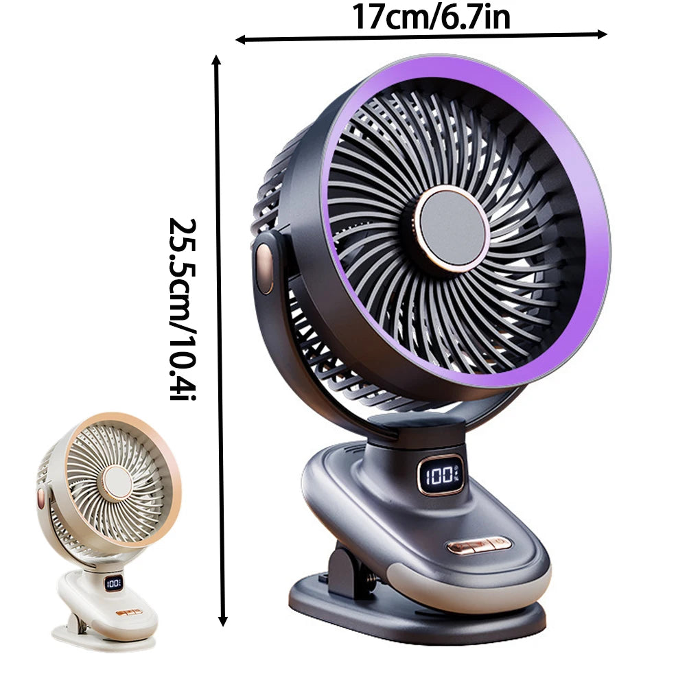 Silent All-Day Rechargeable Clip Fan