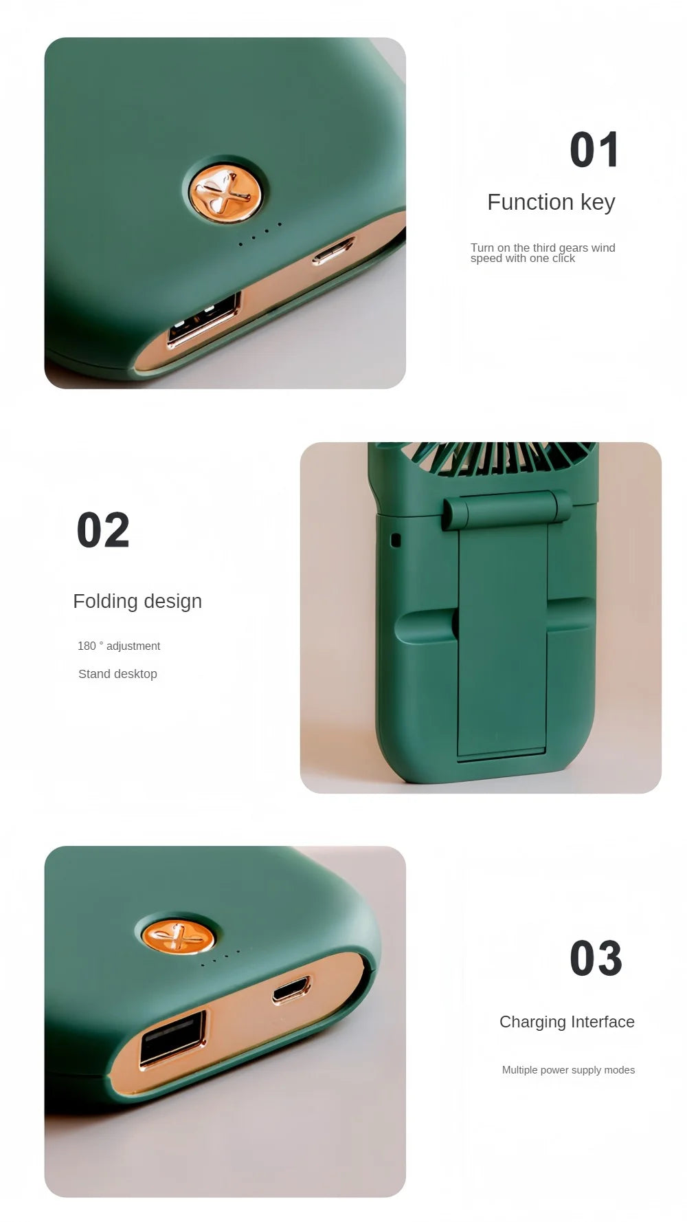 Ultra-Slim 3-in-1 Foldable Fan