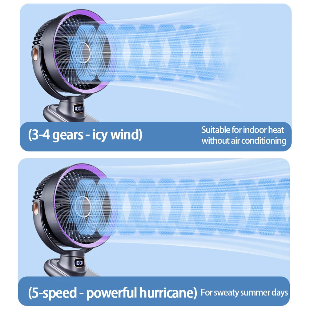 Silent All-Day Rechargeable Clip Fan